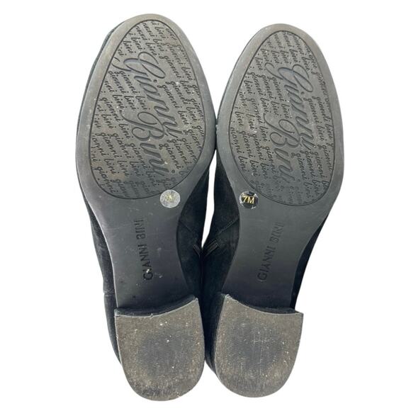 Gianni Bini Women's Black Suede Leather Block Heel Zip Ankle Boots Booties Sz 7 - Picture 4 of 9